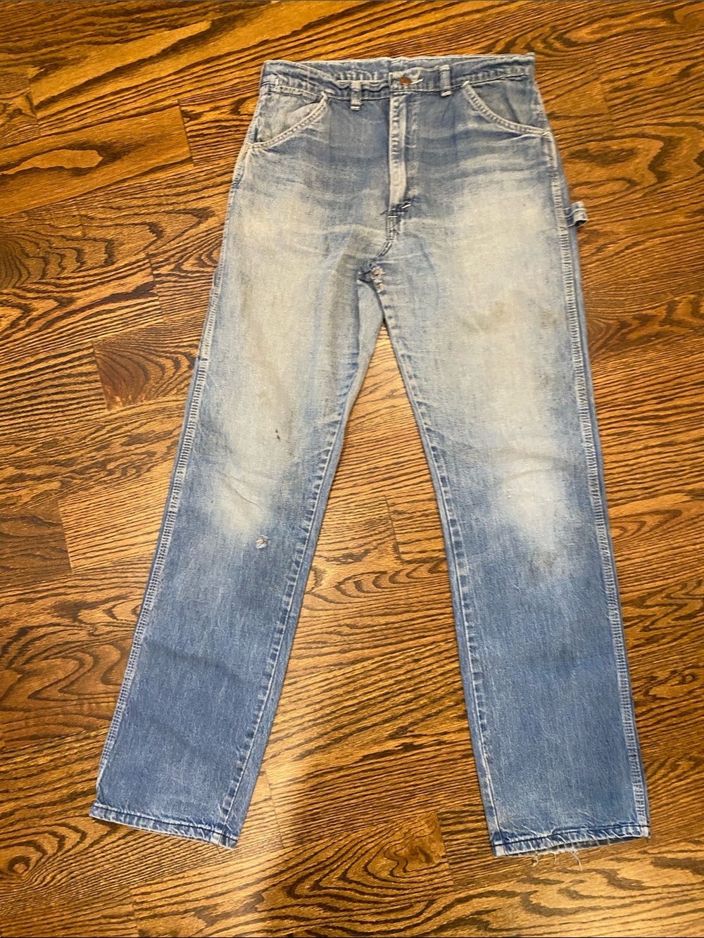 Vintage Men's Straight Jean Painter Pants in Washed Blue